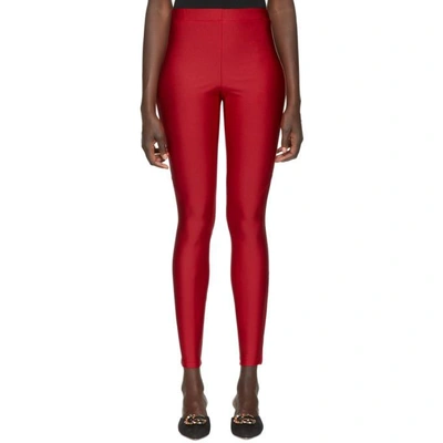 Shop Gucci Red Logo Band Leggings In 6212 Red