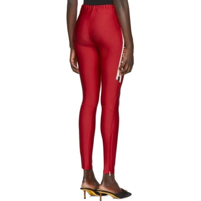 Shop Gucci Red Logo Band Leggings In 6212 Red