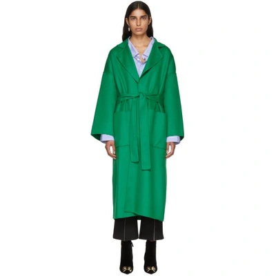 Shop Loewe Green Oversized Belted Coat In 4100 Green