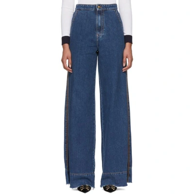 Shop Loewe Blue Flare Jeans In 5400 Blue