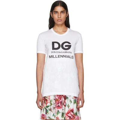 Dolce & Gabbana White 'dg Millennials' T-shirt | ModeSens