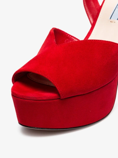 Shop Prada Red 105 Suede Leather Platform Sandals