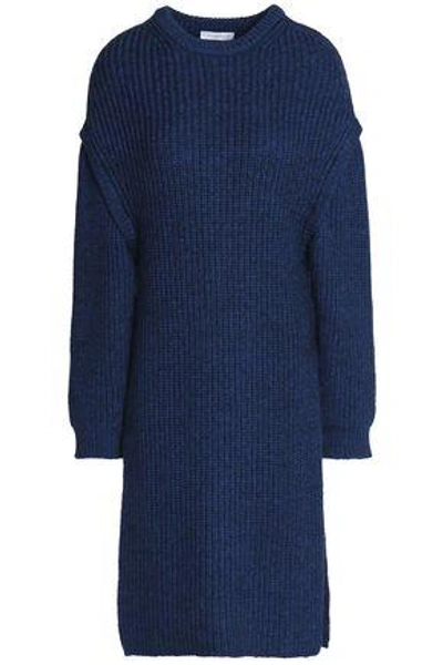 Shop Jw Anderson Woman Ribbed Wool-blend Tunic Indigo