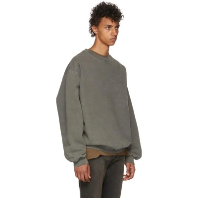 Shop Yeezy Grey Crewneck Sweatshirt In Gravel