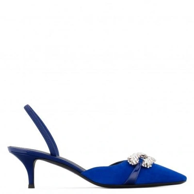 Shop Giuseppe Zanotti - Suede Sandal With Crystal Tabitha In Blue