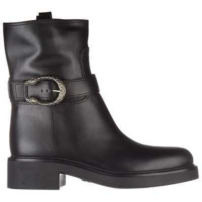 Shop Gucci Women's Leather Ankle Boots Booties Lifford In Black