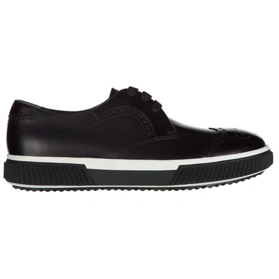 Shop Prada Men's Classic Leather Lace Up Laced Formal Shoes Brogue In Black