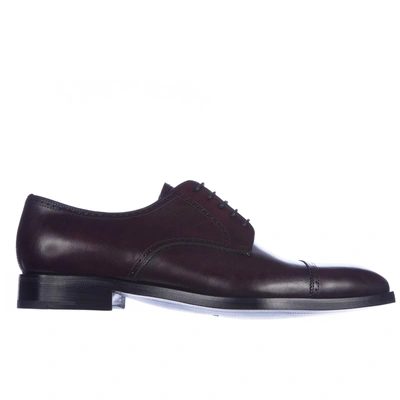 Shop Prada Men's Classic Leather Lace Up Laced Formal Shoes Derby In Red