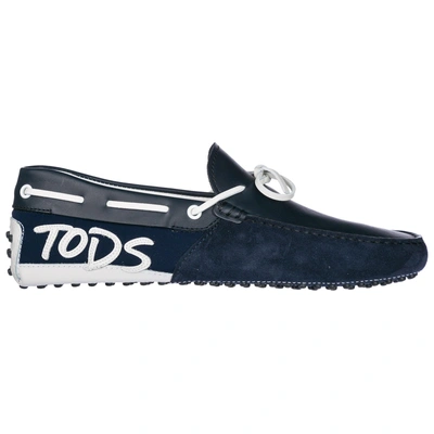 Shop Tod's Men's Suede Loafers Moccasins Gommini 122 In Blue