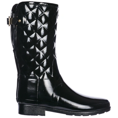 Shop Hunter Women's Rubber Rain Boots Short Gloss In Black