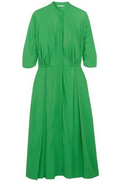 Shop Emilia Wickstead Woman Moya Twill Midi Dress Bright Green