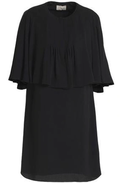Shop Lanvin Cape-effect Crepe Mini Dress In Black