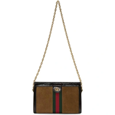 Shop Gucci Brown Small Suede Ophidia Shoulder Bag In 2863 Brown