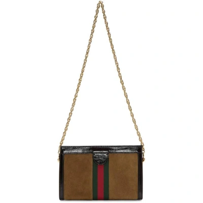Shop Gucci Brown Small Suede Ophidia Shoulder Bag In 2863 Brown