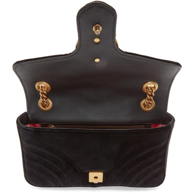 Shop Gucci Black Small Velvet Marmont 2.0 Bag In 1000 Black