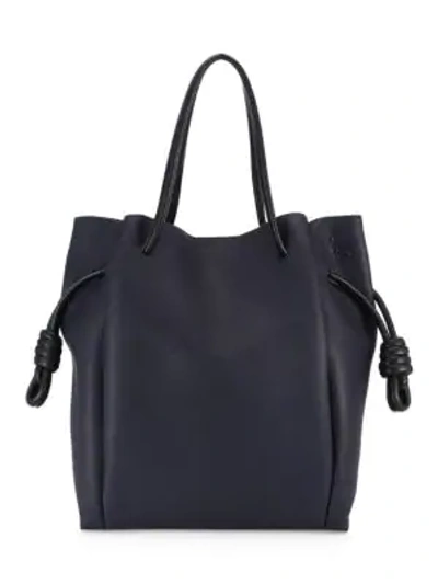 Shop Loewe Women's Flamenco Knot Leather Tote In Midnight Blue