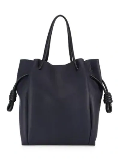 Shop Loewe Women's Flamenco Knot Leather Tote In Midnight Blue