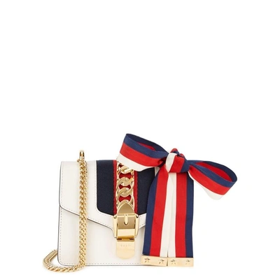 Shop Gucci Sylvie Mini Leather Shoulder Bag In White