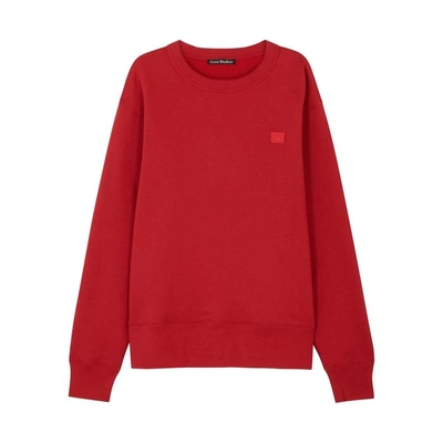 Shop Acne Studios Fairview Face Red Cotton Sweatshirt