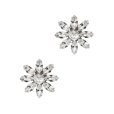 Shop Ca&lou Lea Crystal-embellished Clip-on Earrings In Silver