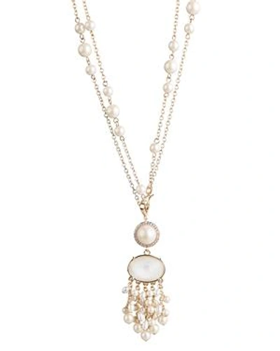Shop Carolee Cultured Freshwater Pearl Tasseled Pendant Necklace, 18 Or 36 In White/gold