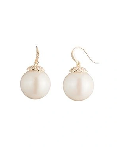 Shop Carolee Simulated Pearl Drop Earrings In White/gold