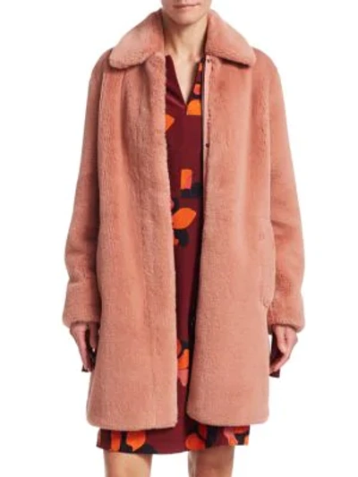 Shop Akris Punto Faux Fur Cocoon Coat In Blush Rose