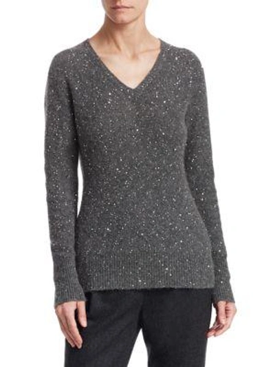 Shop Fabiana Filippi Sequin Sweater In Dark Grey