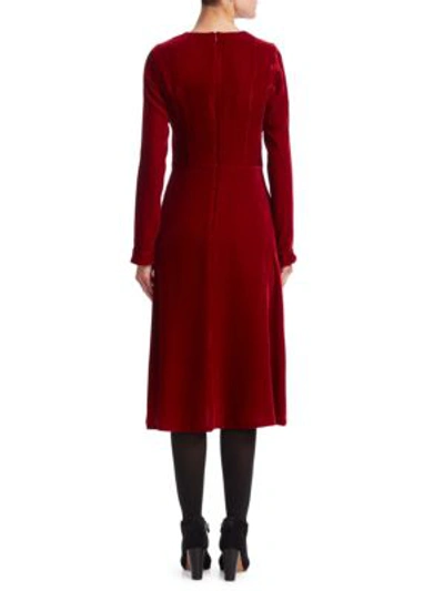 Shop Akris Punto Velvet A-line Midi Dress In Ruby