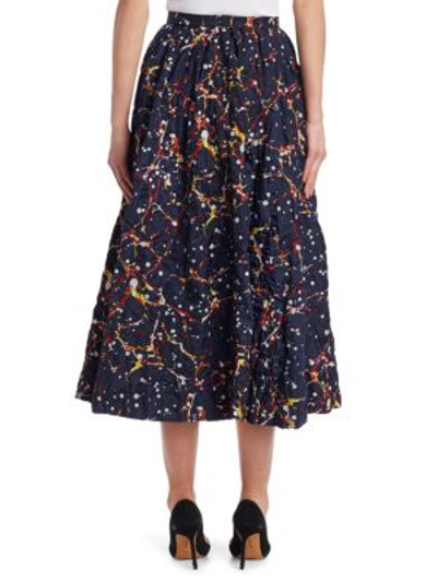 Shop Rosie Assoulin Full A-line Skirt In Navy-red