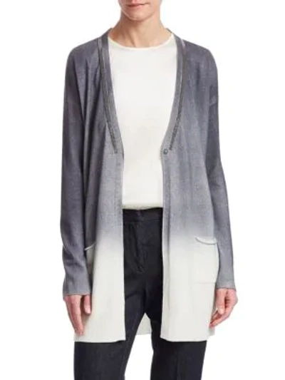 Shop Fabiana Filippi Ombre Cashmere Cardigan In Blue