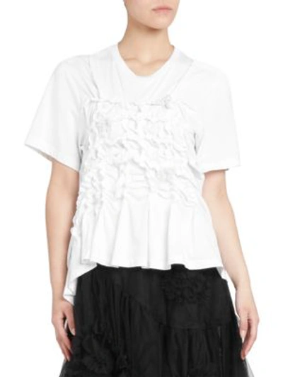 Shop Simone Rocha Beaded Ruched Tee In White Pearl