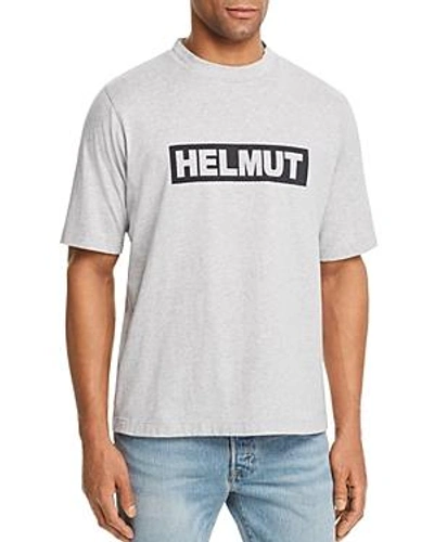 Shop Helmut Lang Logo Mock Neck Tee In Grey Melange