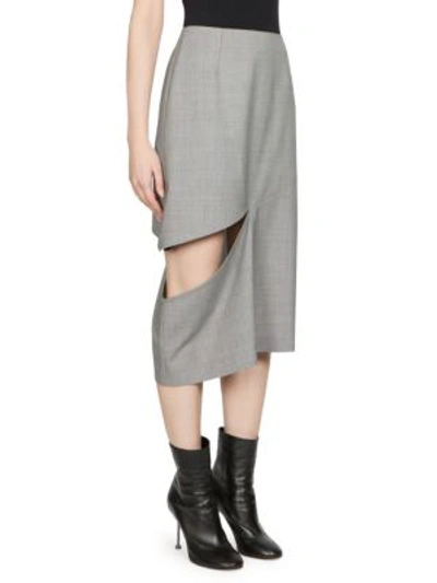 Shop Maison Margiela Wool Houndstooth Slit Pencil Skirt In Black-white
