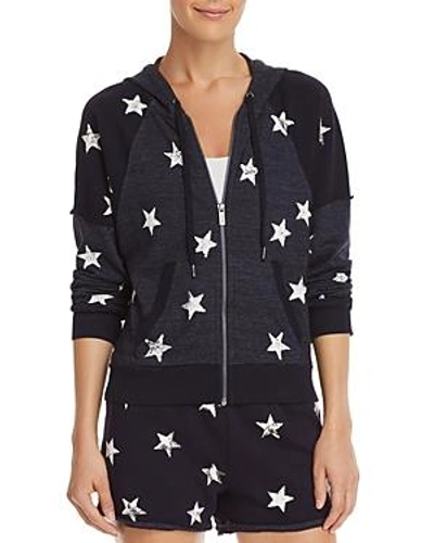 Shop Splendid Star Print Color-block Hoodie In Navy