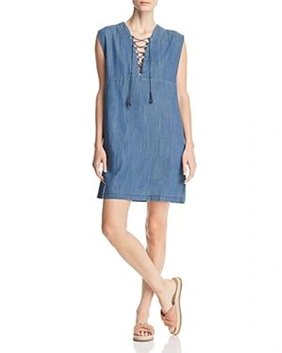 Shop Velvet Heart Hartley Chambray Lace-up Dress In Light Blue