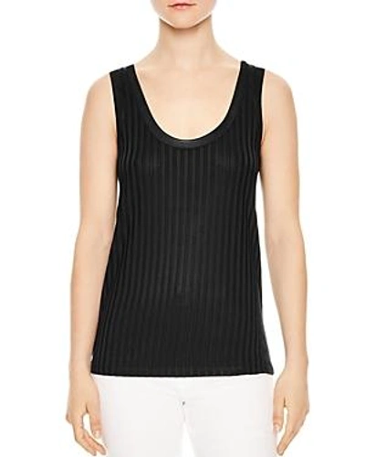 Shop Sandro Actrice Ribbed Tank In Black