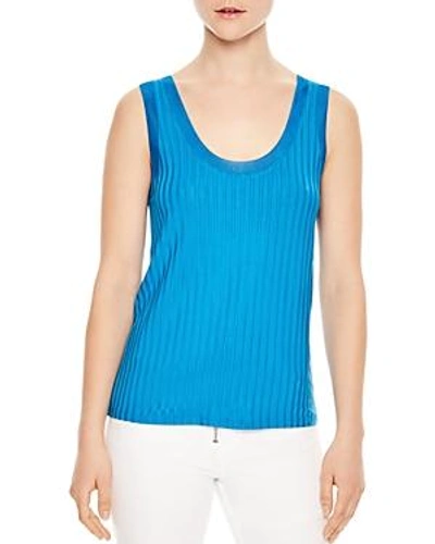 Shop Sandro Actrice Ribbed Tank In Turquoise