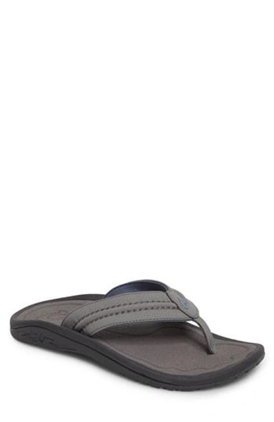 Shop Olukai Hokua Flip Flop In Charcoal/ Charcoal