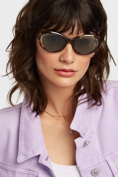 Shop Eyevan 7285 Round-frame Tortoiseshell Acetate Sunglasses