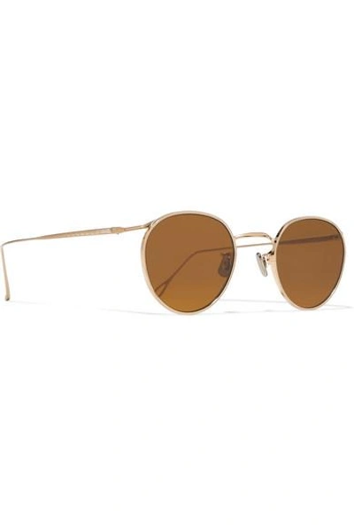 Shop Eyevan 7285 Round Frame Gold-tone Sunglasses