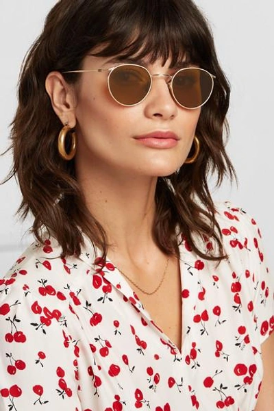 Shop Eyevan 7285 Round Frame Gold-tone Sunglasses