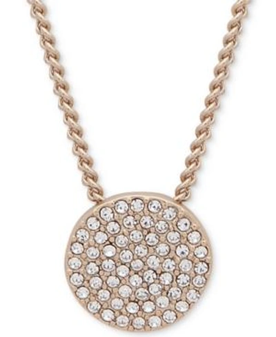 Shop Dkny Pave Disc 19" Pendant Necklace In Gold