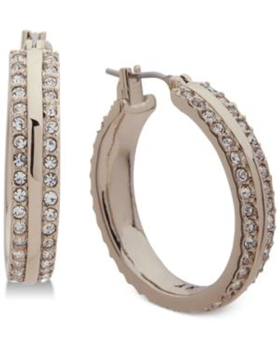 Shop Dkny "small Gold-tone Pave Small Hoop Earrings 1"