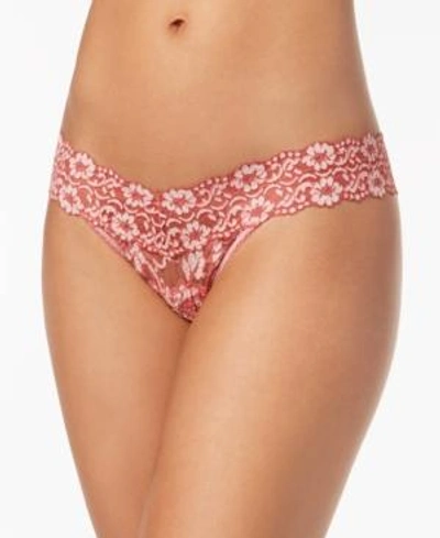 Shop Hanky Panky Cross-dyed Low Rise Lace Thong 591054 In Pink Sands