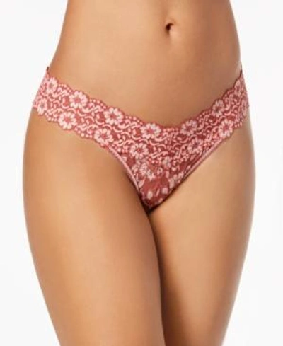 Shop Hanky Panky Cross-dyed Lace Original Rise Thong 591104 In Pink Sands
