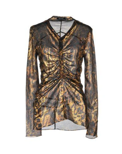 Shop Isabel Marant Woman Blouse Gold Size 6 Silk, Polyester, Elastane