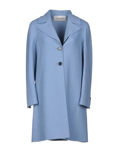 Shop Valentino Coat In Sky Blue