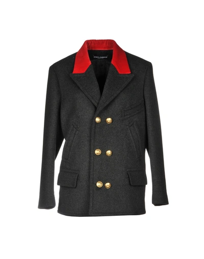 Shop Dolce & Gabbana Woman Coat Lead Size 8 Virgin Wool, Cotton