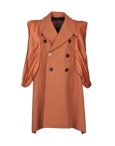 Shop Rick Owens Coat In Rust